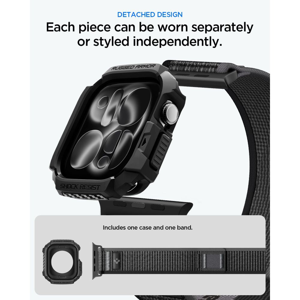 Spigen Rugged Armor case + Spigen Athlex Air band set for Apple Watch (46 mm) - black-grey_7