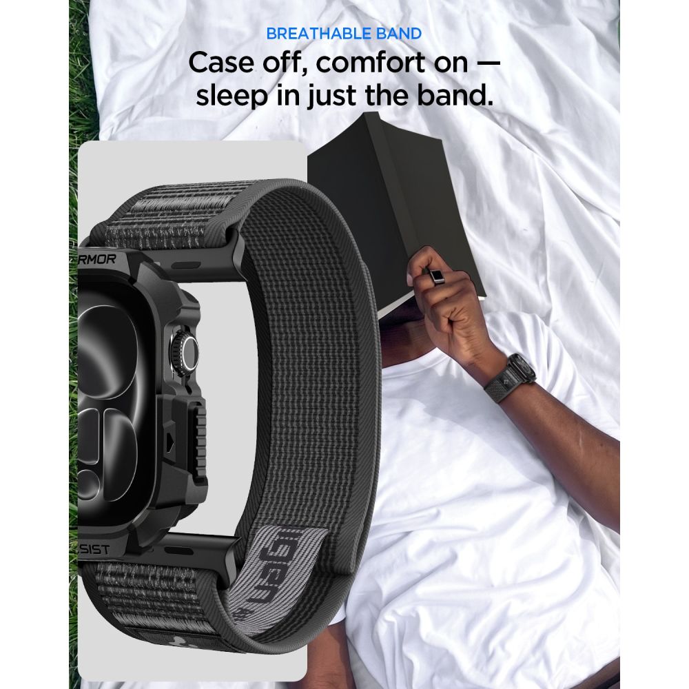 Spigen Rugged Armor case + Spigen Athlex Air band set for Apple Watch (46 mm) - black-grey_8