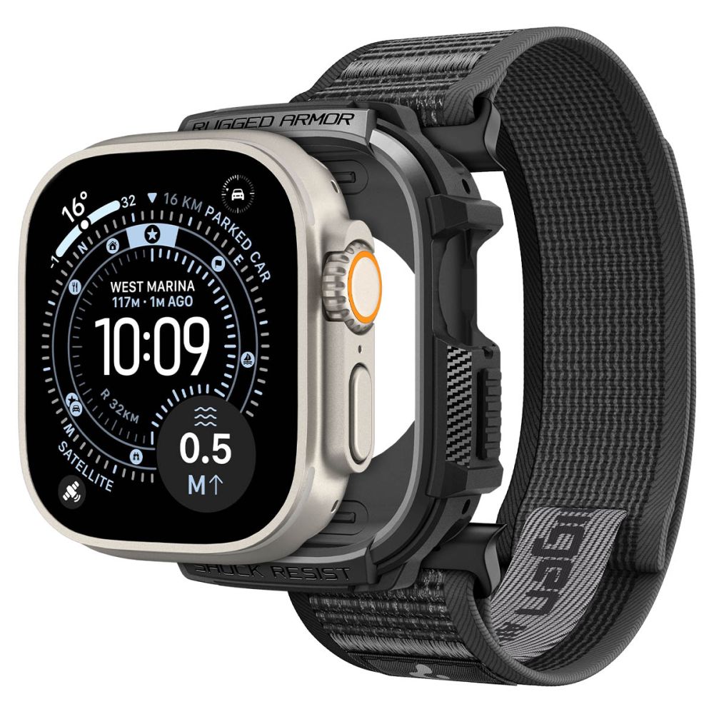 Spigen Rugged Armor case + Spigen Athlex Air band set for Apple Watch Ultra (49 mm) - black-grey_0