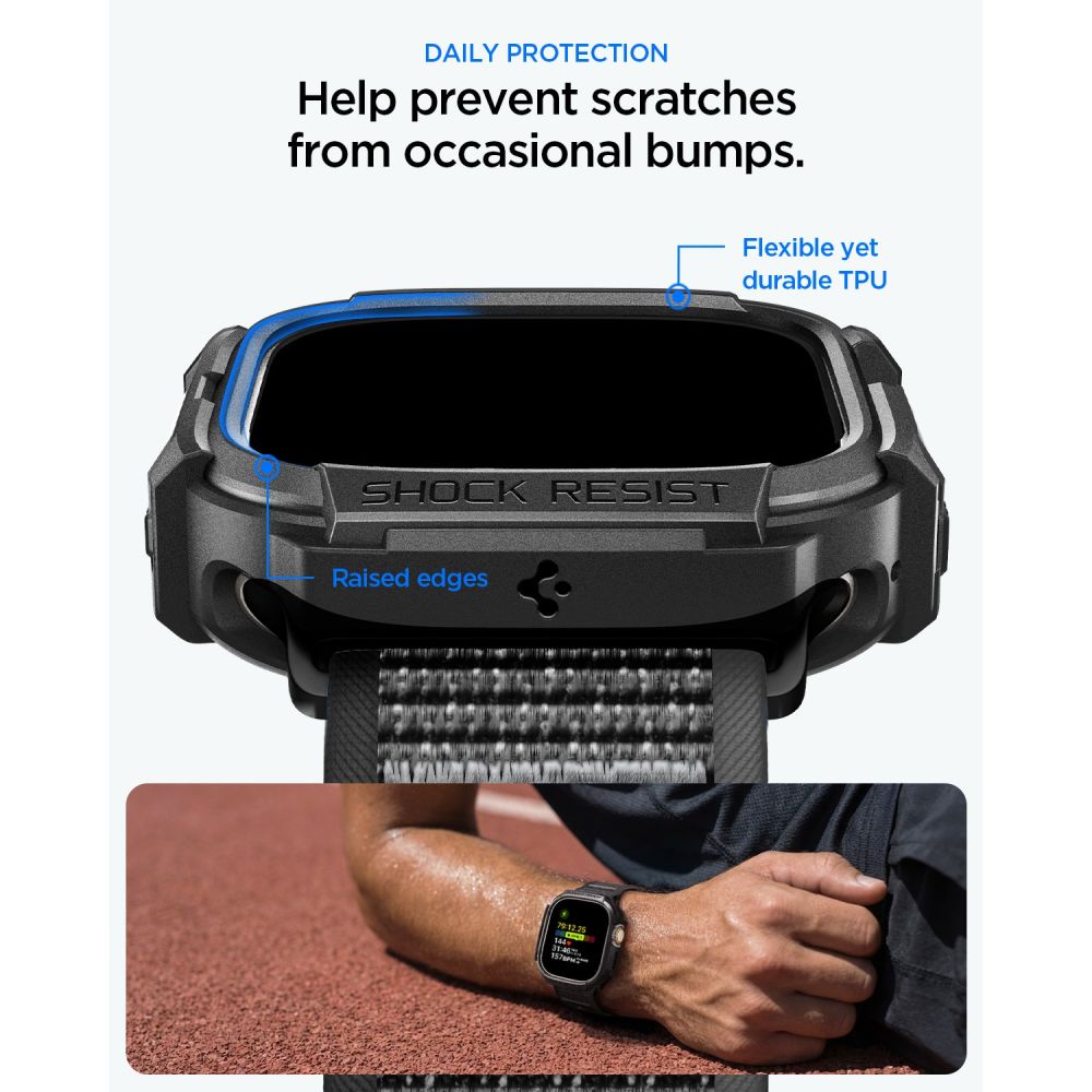 Spigen Rugged Armor case + Spigen Athlex Air band set for Apple Watch Ultra (49 mm) - black-grey_9