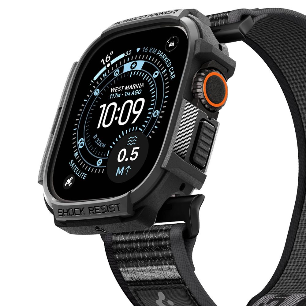 Spigen Rugged Armor case + Spigen Athlex Air band set for Apple Watch Ultra (49 mm) - black-grey_3