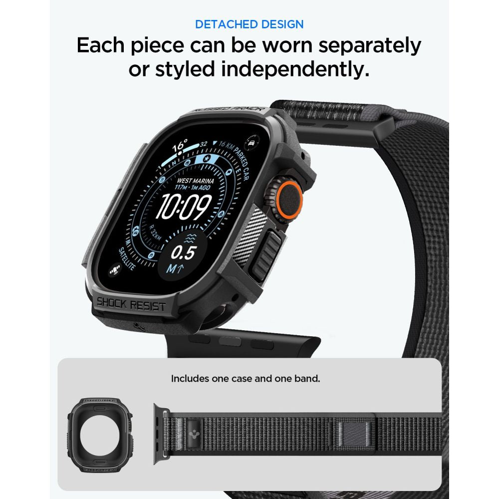 Spigen Rugged Armor case + Spigen Athlex Air band set for Apple Watch Ultra (49 mm) - black-grey_7