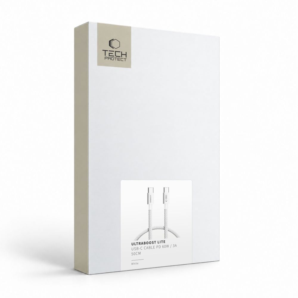 Tech-Protect Ultraboost Lite USB-C / USB-C 60W / 3A 50 cm Cable - White_8