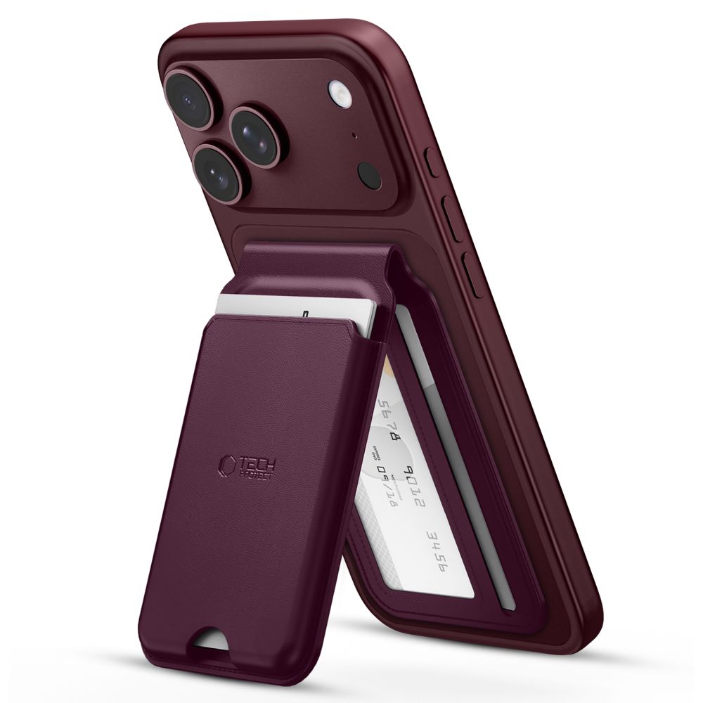 Tech-Protect MagWallet Stand MagSafe Magnetic Phone Wallet - Burgundy_0