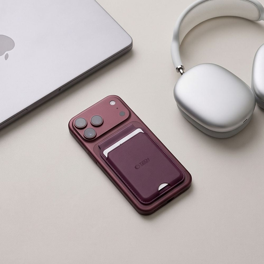 Tech-Protect MagWallet Stand MagSafe Magnetic Phone Wallet - Burgundy_4