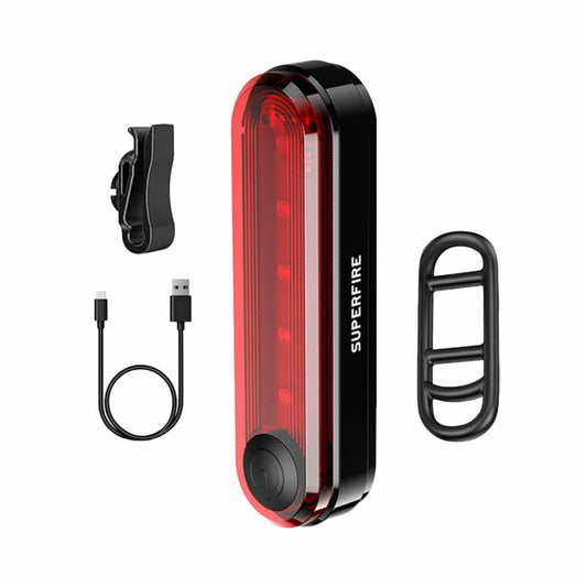 Rear bike light Superfire BTL01, USB, 230mAh_0