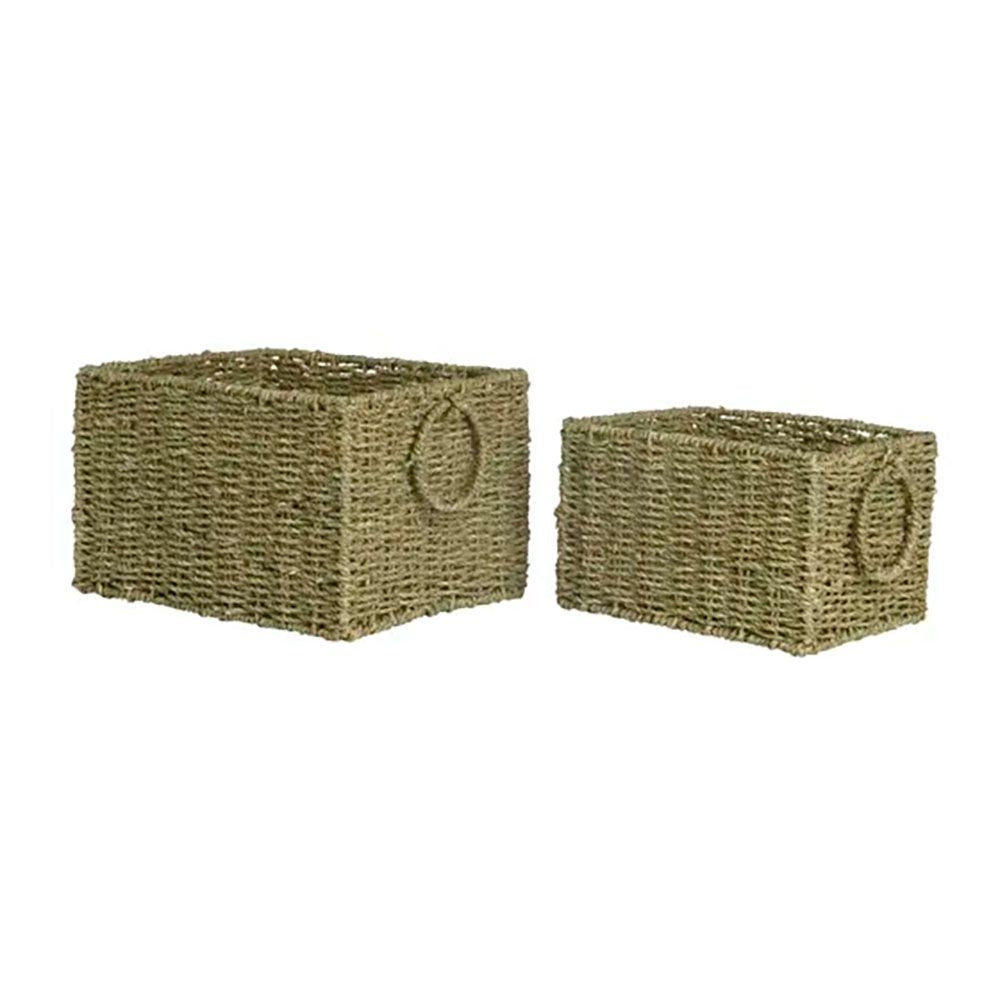 Cesto castanho com 2 asas, conjunto de 2 peÃ§as_0