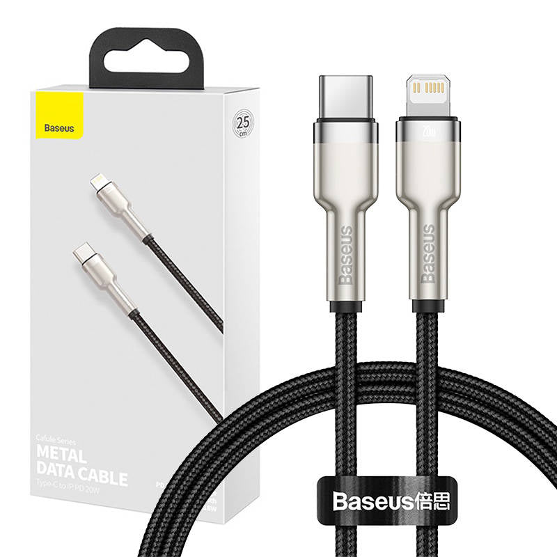 USB-C cable for Lightning Baseus Cafule, PD, 20W, 0,25m (black)_0