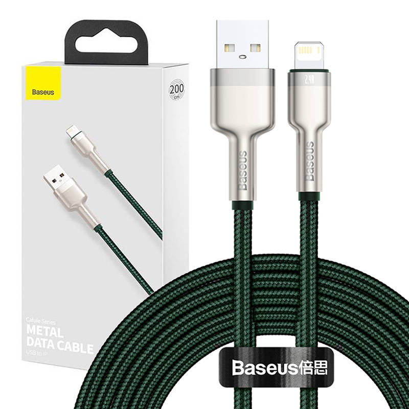 USB cable for Lightning Baseus Cafule, 2.4A, 2m (green)_0