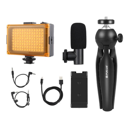 Live broadcast kit Puluz tripod mount + LED lamp + microphone + phone clamp_1