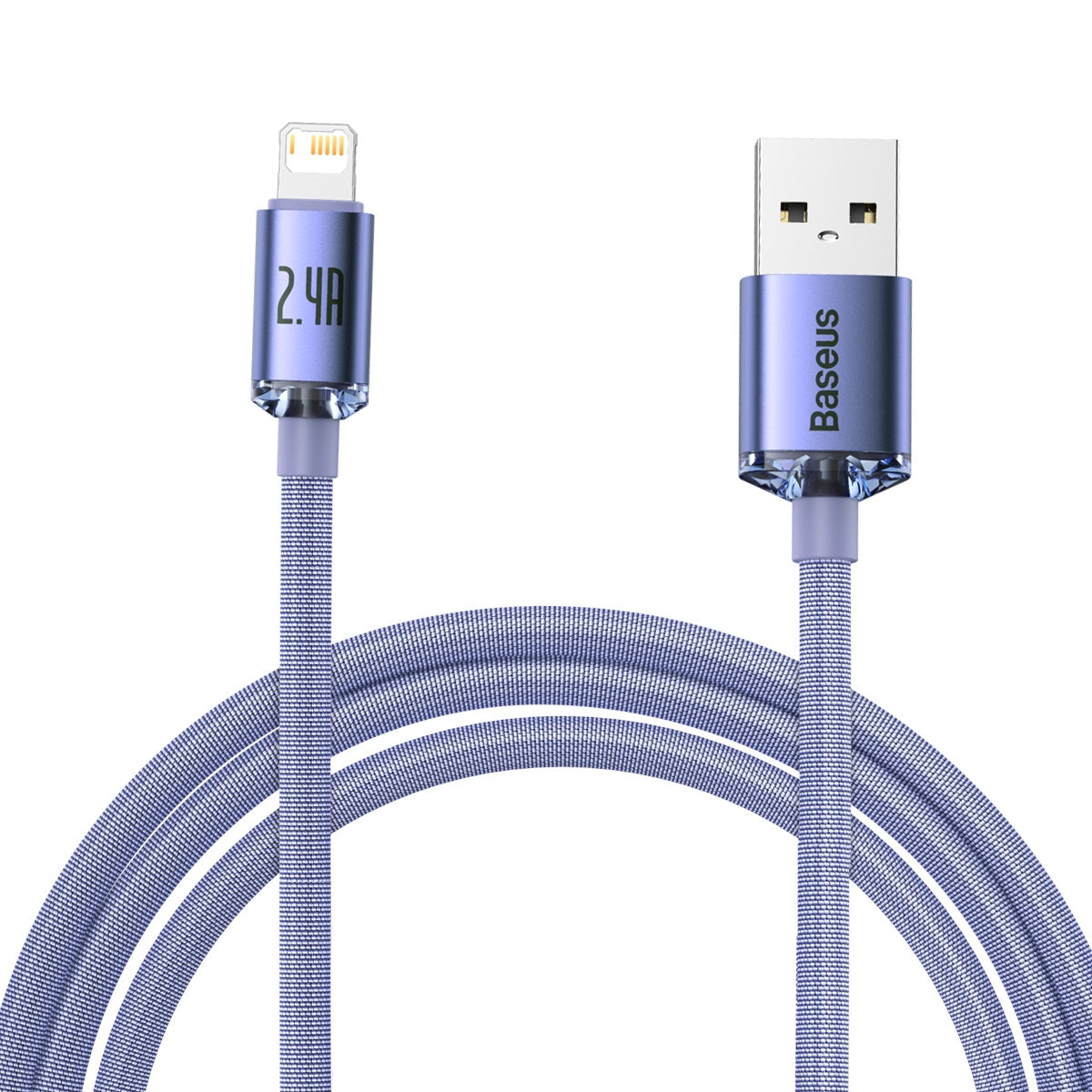Baseus Crystal Shine Series cable USB cable for fast charging and data transfer USB Type A - Lightning 2.4A 2m purple (CAJY000105)_3