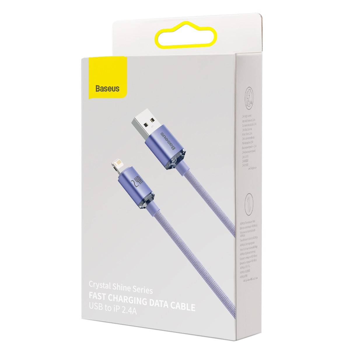 Baseus Crystal Shine Series cable USB cable for fast charging and data transfer USB Type A - Lightning 2.4A 2m purple (CAJY000105)_9