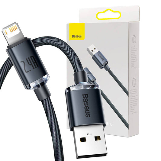 Baseus Crystal Shine cable USB to Lightning, 2.4A, 2m (black)_0