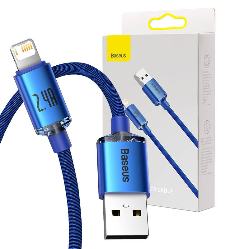 Baseus Crystal Shine Series cable USB cable for fast charging and data transfer USB Type A - Lightning 2.4A 1.2m blue (CAJY000003)_1