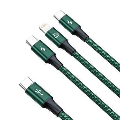Baseus Rapid Series 3in1 USB-C - USB-C / Lightning / micro USB cable 20W PD 1.5m - green_15