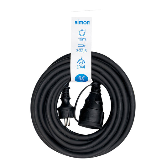 Prolongador profissional 10 m, ip44 h07rn-f 3 g 2,5 mmÂ², 1 tomada com tampa, 16 a 250 v~, preto_0