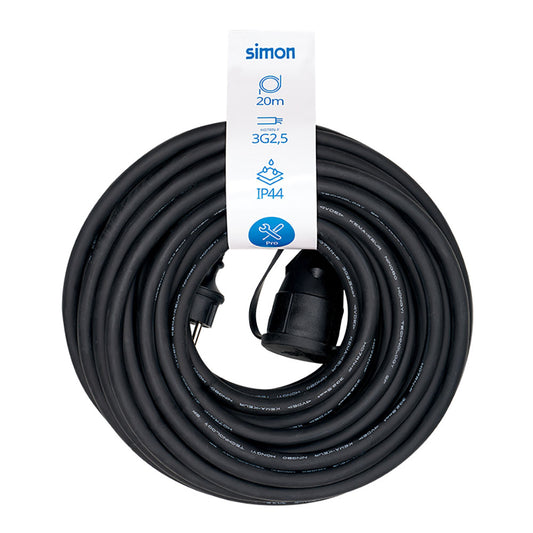 Prolongador profissional 20 m ip44 h07rn-f 3 g 2,5 mmÂ², 1 tomada com tampa, 16 a 250 v~, preta_0