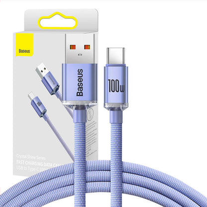 Baseus Crystal Shine Series cable USB cable for fast charging and data transfer USB Type A - USB Type C 100W 1.2m purple (CAJY000405)_1