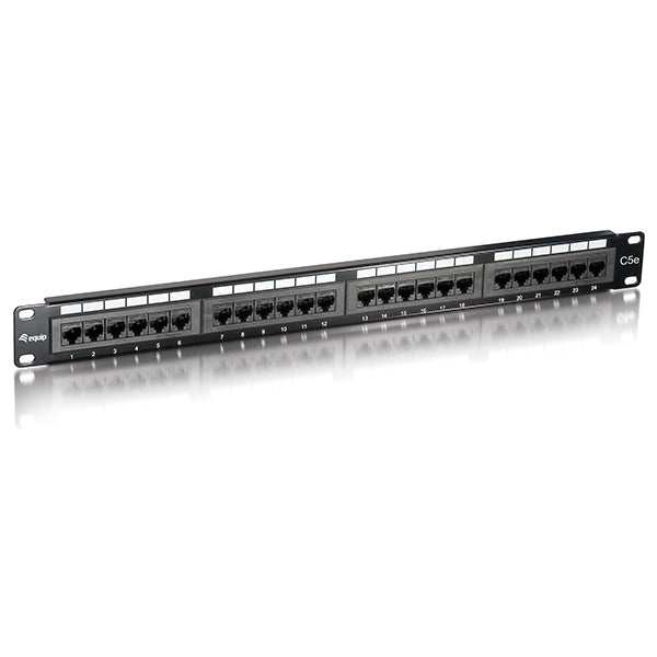 Patch Panel 19" Cat5e UTP 24 Portas 1U Preto - EQUIP_0