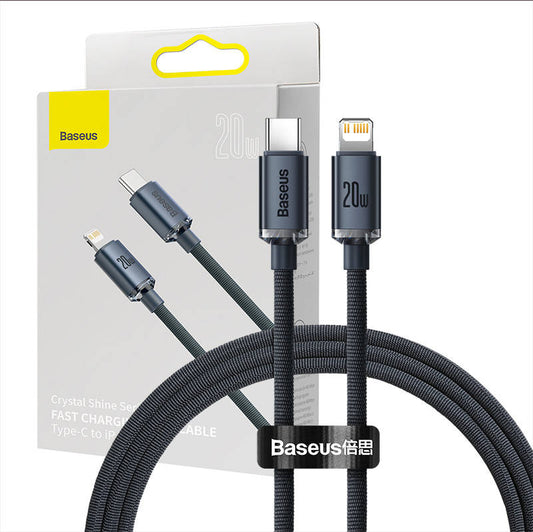 Baseus Crystal cable USB-C to Lightning, 20W, PD, 1.2m (black)_0