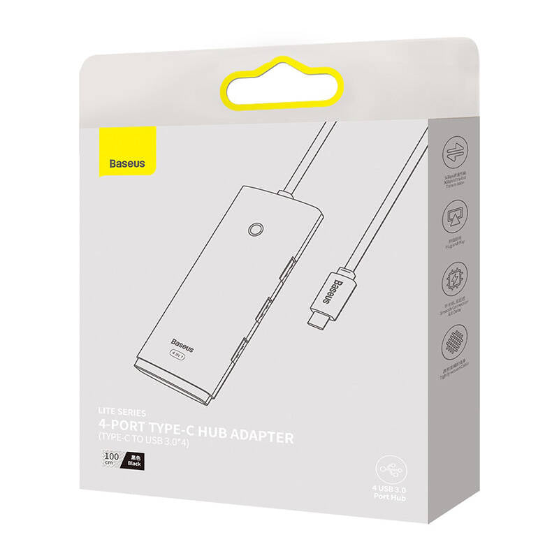 Baseus Lite Series HUB adapter USB Type C - 4x USB 3.0 1m black (WKQX030401)_8