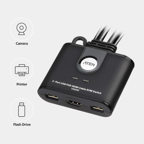 ATEN Switch KVM USB FHD HDMI de 2 puertos en formato cable_1