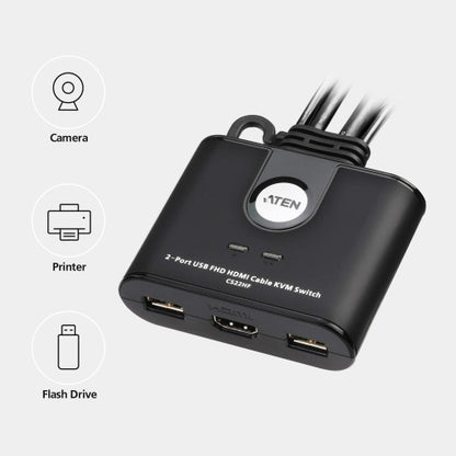 ATEN Switch KVM USB FHD HDMI de 2 puertos en formato cable_1