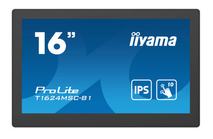 MONITOR IIYAMA 15,6" PCAP BEZEL FREE FRONT, 10P TOUCH, 1920X1080, HDMI, 385CD/M2 (WITH TOUCH), 800:1, USB INTERFACE, SD-CARD, MEDIA PLAYER, EXTERNAL POWER ADAPTER, SPEAKERS, REMOTE CONTROL10P TOUCH WITH SUPPORTED OS (T1624MSC-B1)_0