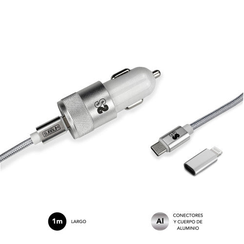 SUBBLIM SUBCHG-5CPD10 cargador de dispositivo móvil Smartphone Plata Encendedor de cigarrillos, USB Carga rápida Auto_3