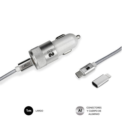 SUBBLIM SUBCHG-5CPD10 cargador de dispositivo móvil Smartphone Plata Encendedor de cigarrillos, USB Carga rápida Auto_3