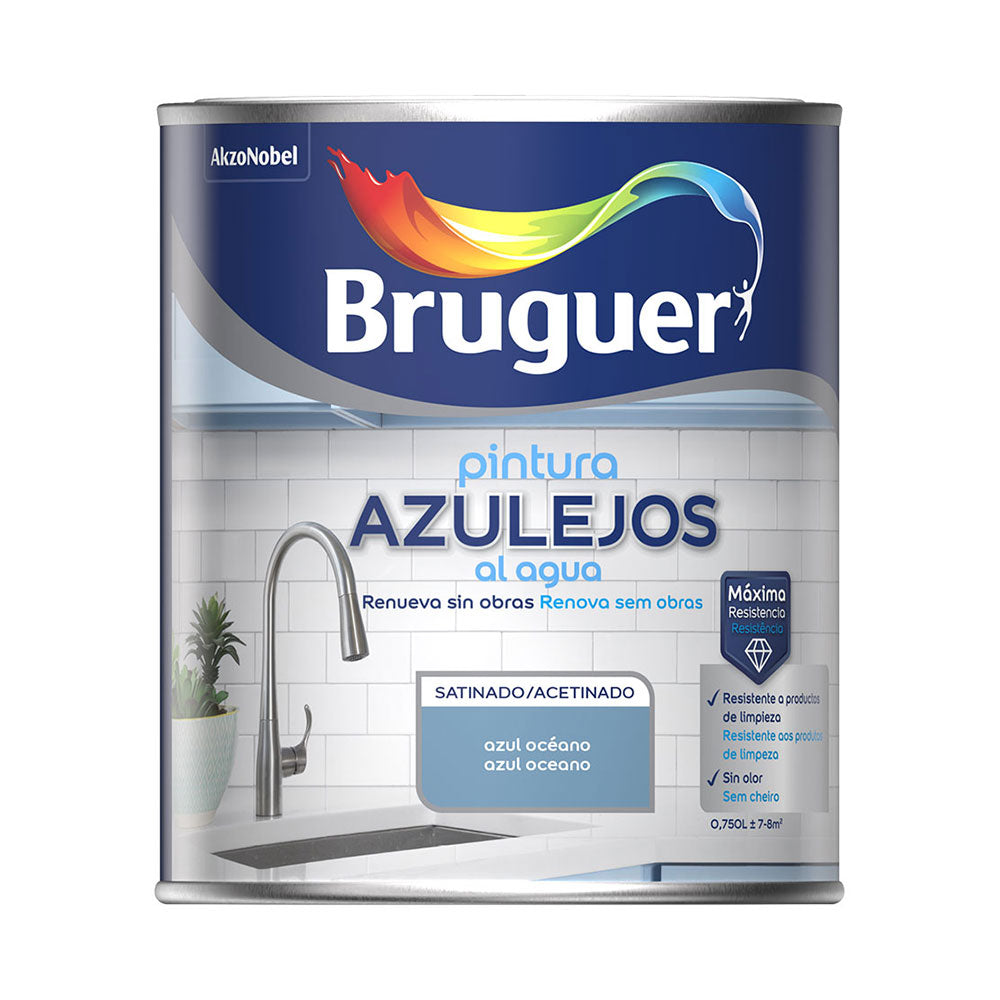 Tinta para azulejo base de Ã¡gua azul oceÃ¢nico satinado 750 ml_0