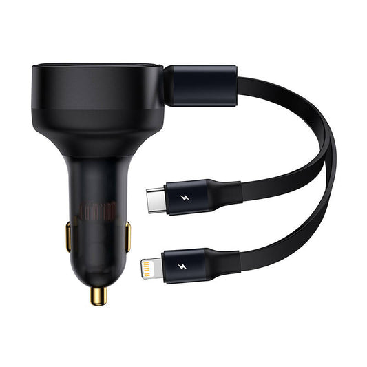 Car Charger Baseus Enjoyment with cable USB-C + Lightning 3A, 30W (Black)_0