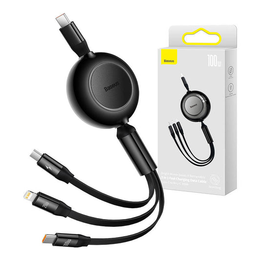Baseus Bright Mirror 4, USB-C 3-in-1 cable for micro USB / USB-C / Lightning 100W / 3.5A 1.1m (Black)_0