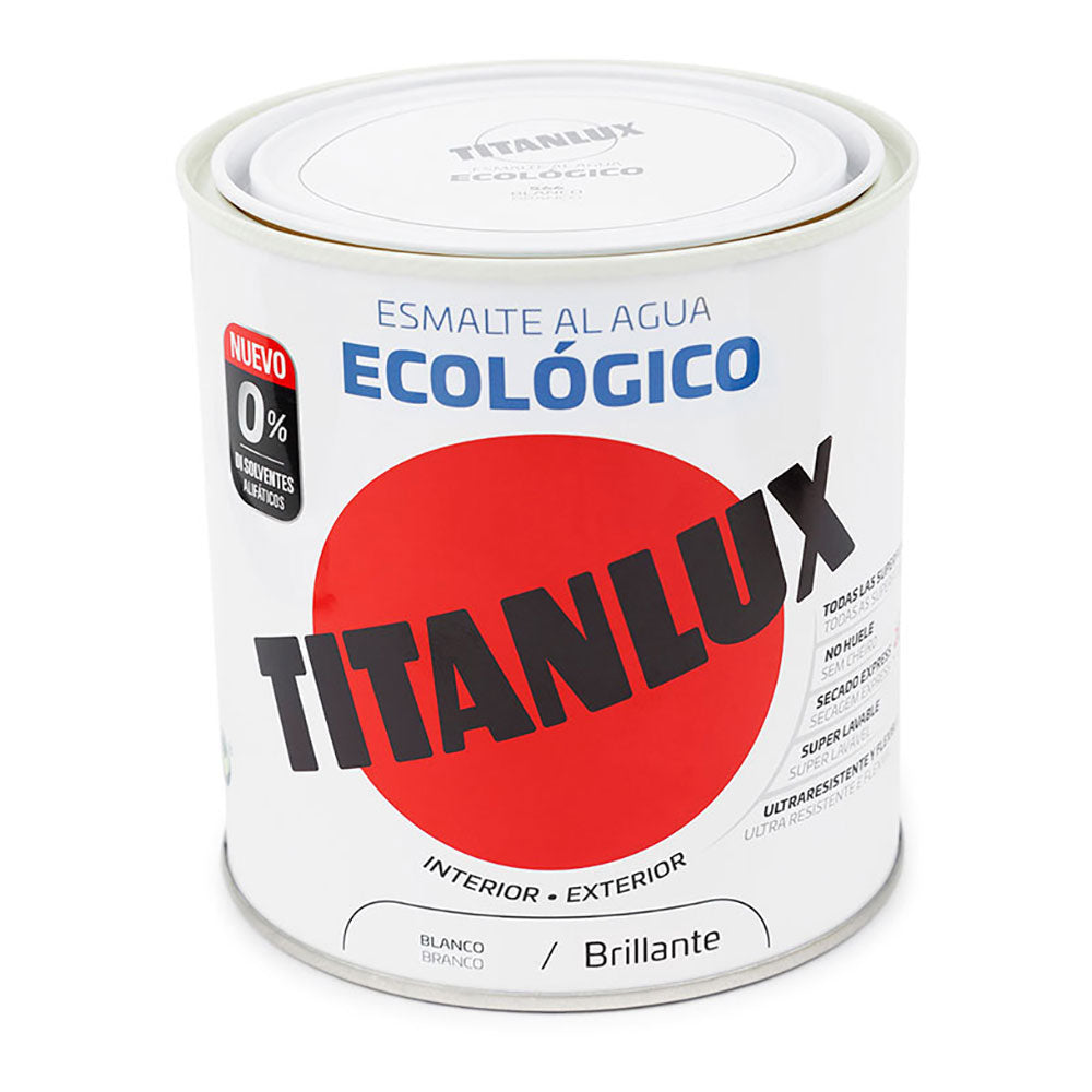 Esmalte ecolÃ³gico Ã  base de Ã¡gua brilhante branco 250ml titanlux 00t056614_0
