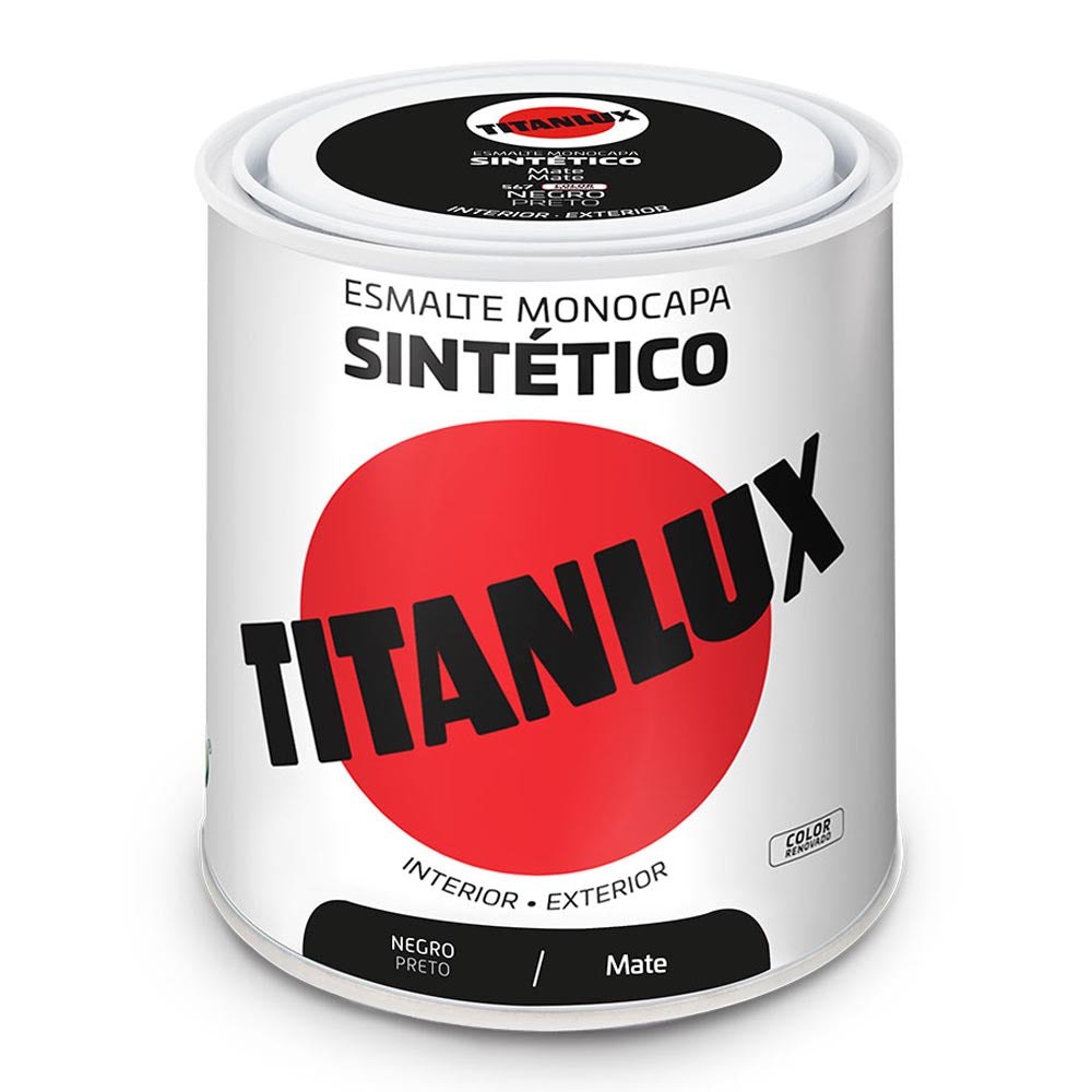 Esmalte sintÃ©tico monocamada mate preto 250ml titanlux 5809005_0
