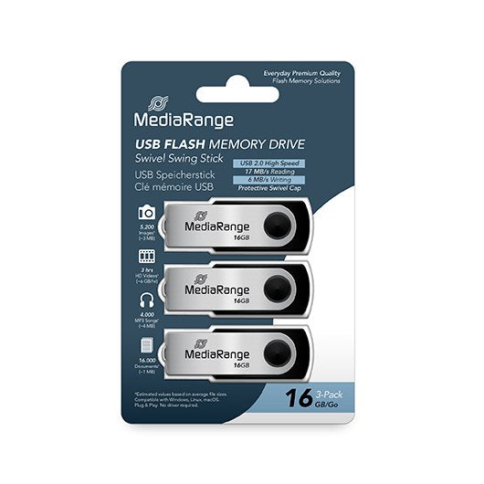 PENDRIVE 16GB USB 2.0 MEDIARANGE 3 PACK_0