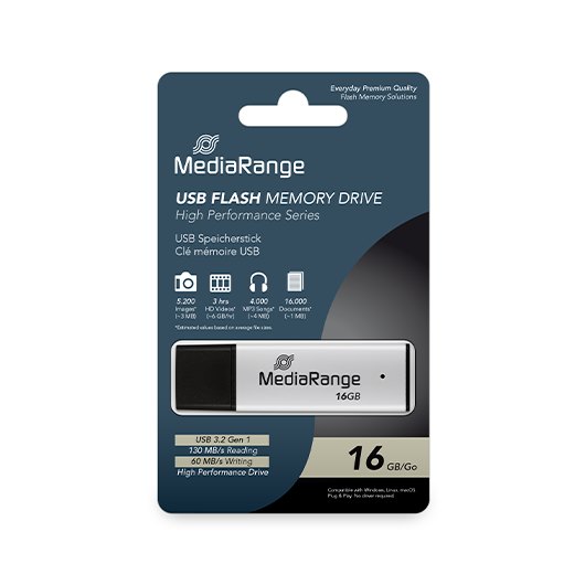USB-Stick MEDIARANGE / Alto Desempenho / 16 GB / Preto / 1792946_0