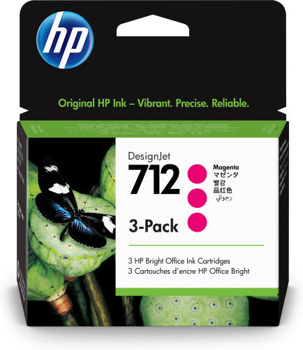 HP 712 3-pack 29-ml Magenta DesignJet Ink Cartridge cartucho de tinta 3 pieza(s) Original Rendimiento estándar_0