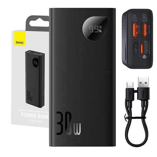 Powerbank Baseus Adaman2 10000mAh, 2xUSB, USB-C, 30W (black)_0