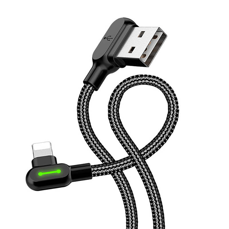 Angle USB Lightning Cable Mcdodo CA-4671 LED, 1.2m (Black)_1