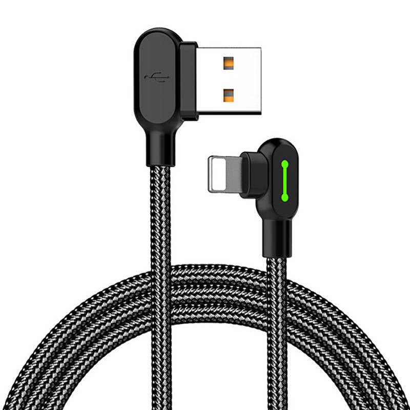 Angle USB Lightning Cable Mcdodo CA-4671 LED, 1.2m (Black)_0