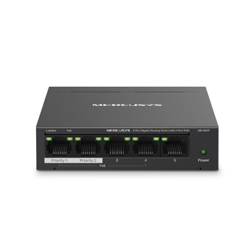 Mercusys MS105GP switch Gigabit Ethernet (10/100/1000) Energía sobre Ethernet (PoE) Negro_1