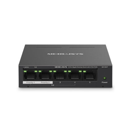 Mercusys MS105GP switch Gigabit Ethernet (10/100/1000) Energía sobre Ethernet (PoE) Negro_1
