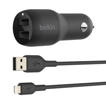 CARICABATTERIE DA AUTO CON DOPPIA PORTA USB-A 12W - NERO_0