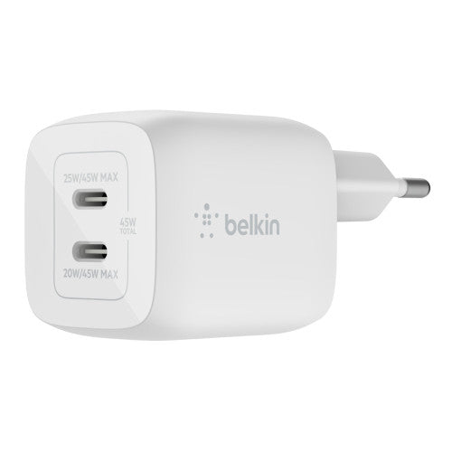 CARICABATTERIA DA PARETE DOPPIO GAN USB-C PPS 45W - BIANCO_0