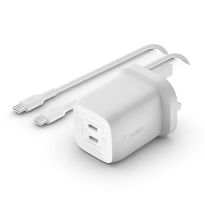 CARICABATTERIE 65W PPS DUAL USB-C GAN E CAVO 2M C-C 100W - BIANCO_0