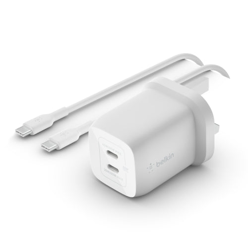 CARICABATTERIE 65W PPS DUAL USB-C GAN E CAVO 2M C-C 100W - BIANCO_0