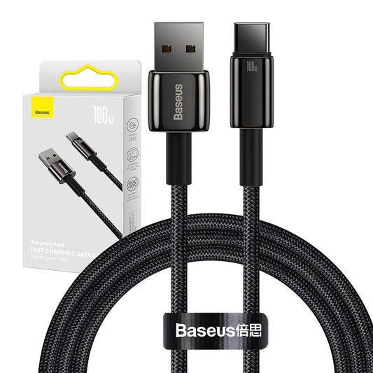 Baseus Tungsten Gold Cable USB to USB-C, 100W, 1m (black)_0