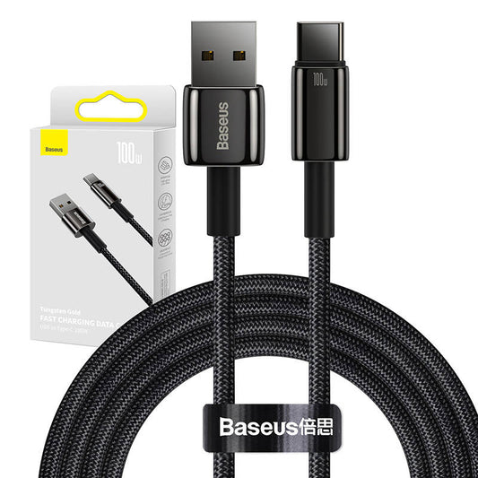 Baseus Tungsten Gold Cable USB to USB-C, 100W, 2m (black)_0