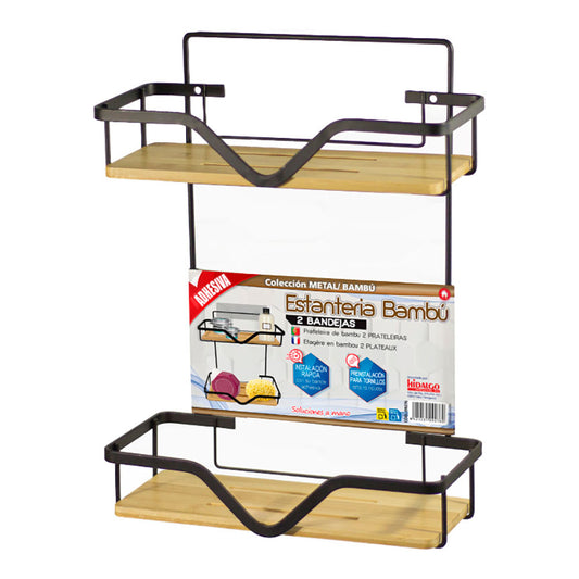 Estante wc com 2 prateleiras, metal/bambu, 27,5 x 12 x 37 cm_0